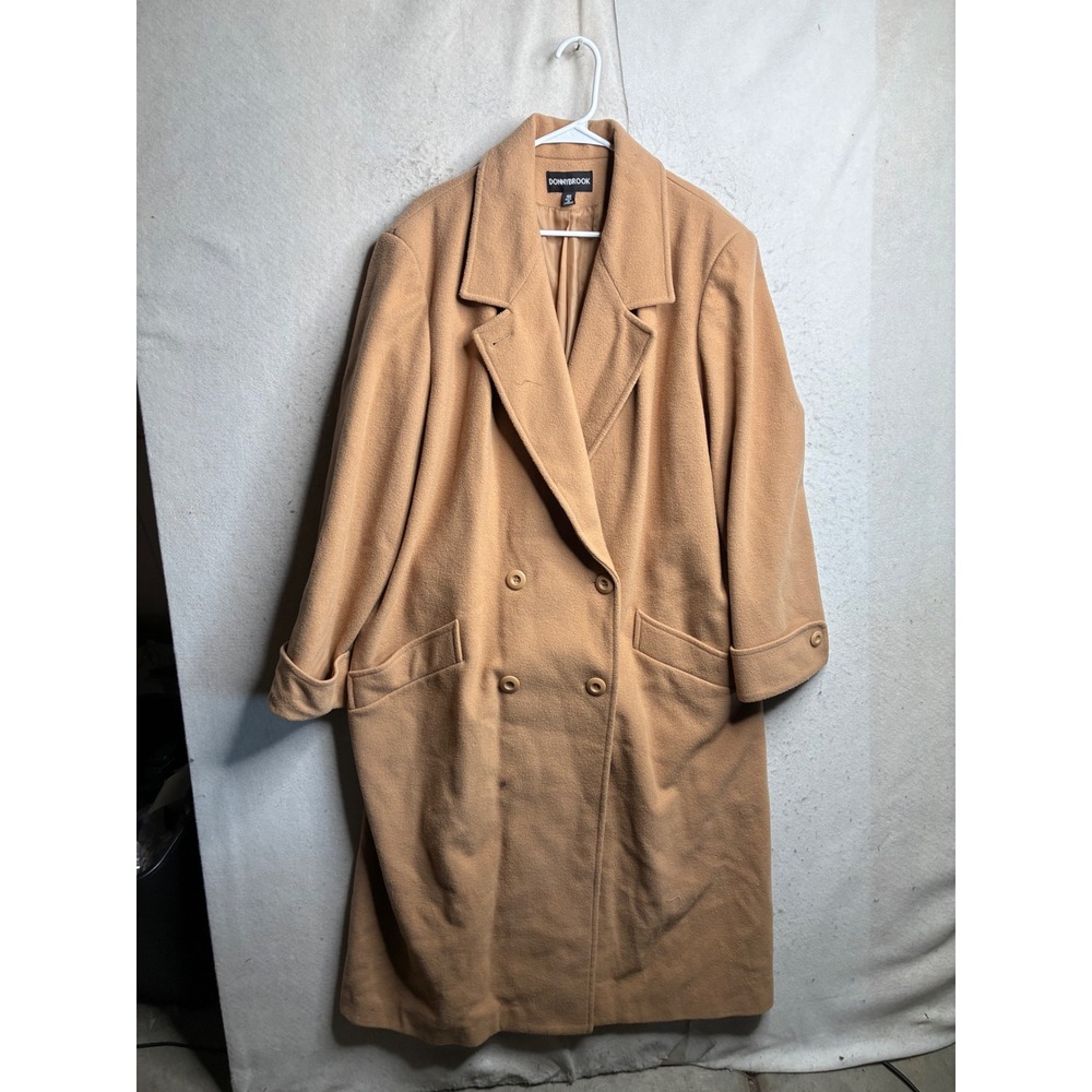 Donnybrook Womens Camel Tan 100% Wool Double Breasted Long Coat Size 18W